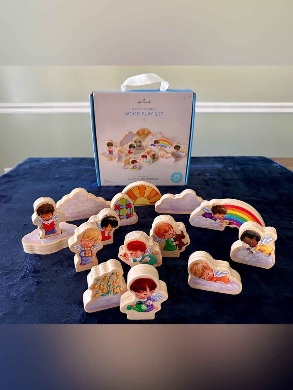 NEW (Open Box)! Hallmark Mary’s Angels 15-Piece Wood Play Set, Children’s Faith